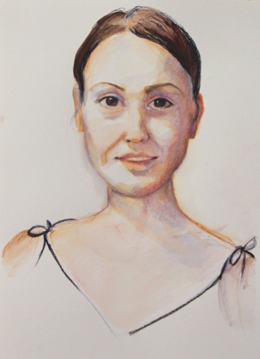 'Mirka from photo' watercolor pencil on paper © J.Hart